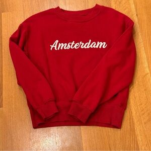 HEMA Red Crew Neck Sweatshirt “Amsterdam” Size Small cozy